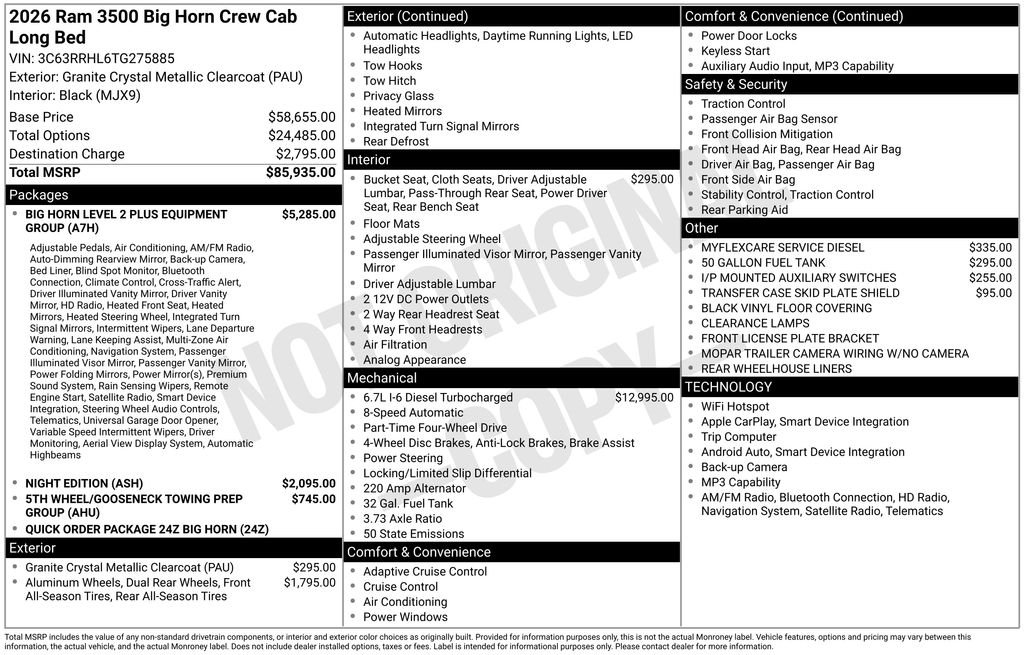 New 2026 Granite Crystal Metallic Clearcoat RAM Big Horn image 31