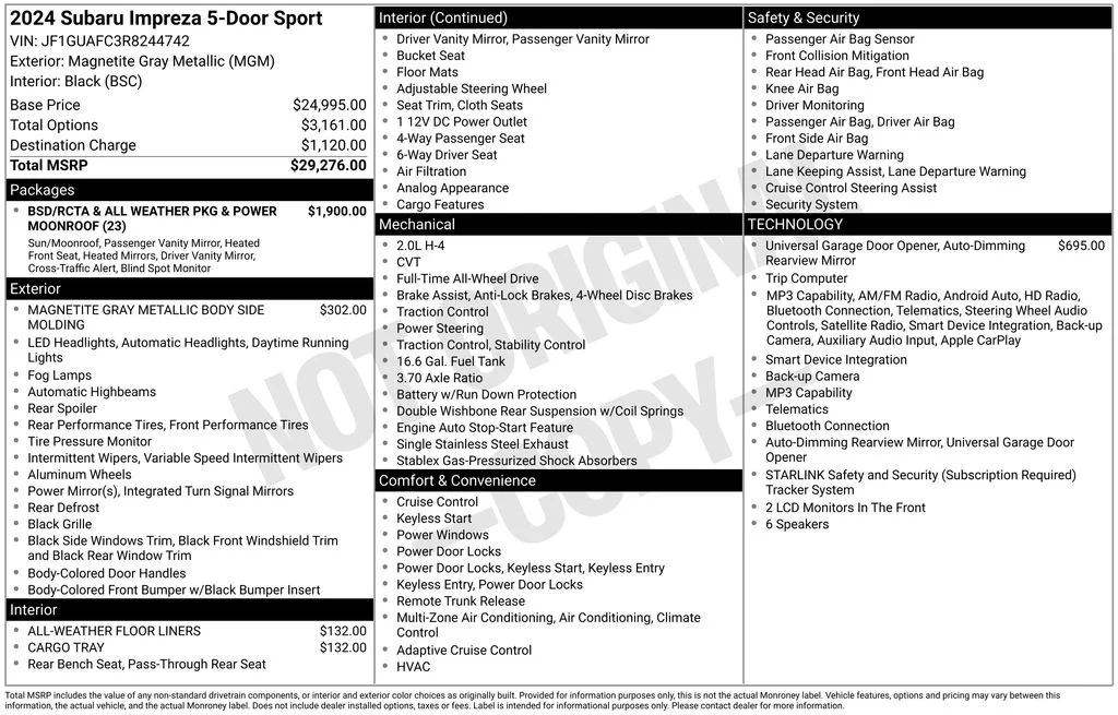 Certified Used 2024 Gray Subaru Sport image 7