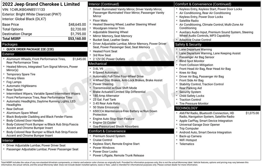 Used 2022 Jeep Grand Cherokee L Limited with VIN 1C4RJKBG4N8511133 for sale in Elk River, Minnesota