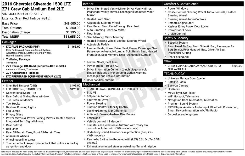 Used 2016 Red Chevrolet LTZ image 2