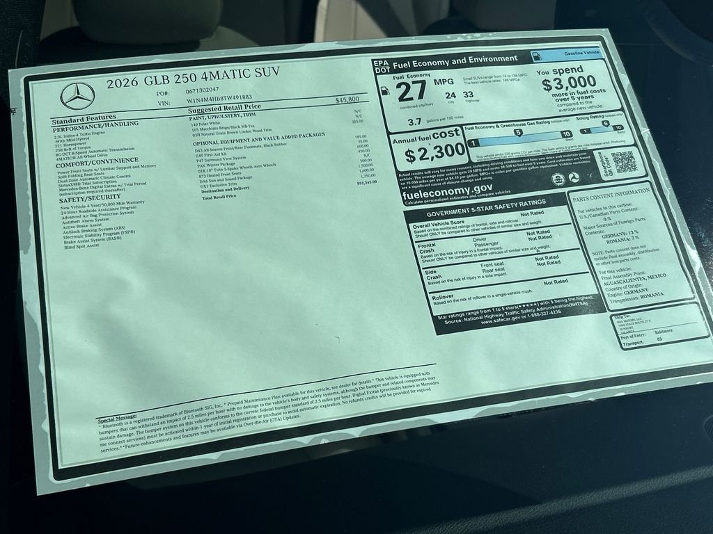 New 2026 Polar White Mercedes-Benz GLB 250 image 36