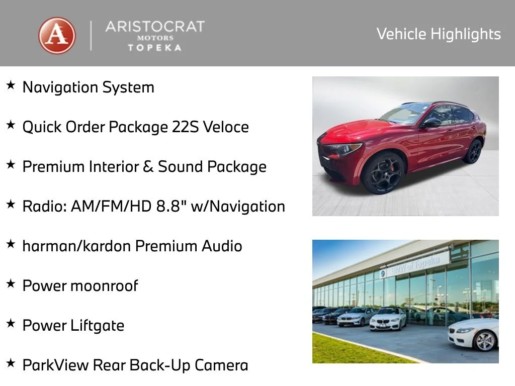 Used 2023 Alfa Romeo Stelvio Veloce with VIN ZASPAKBN5P7D54590 for sale in Kansas City