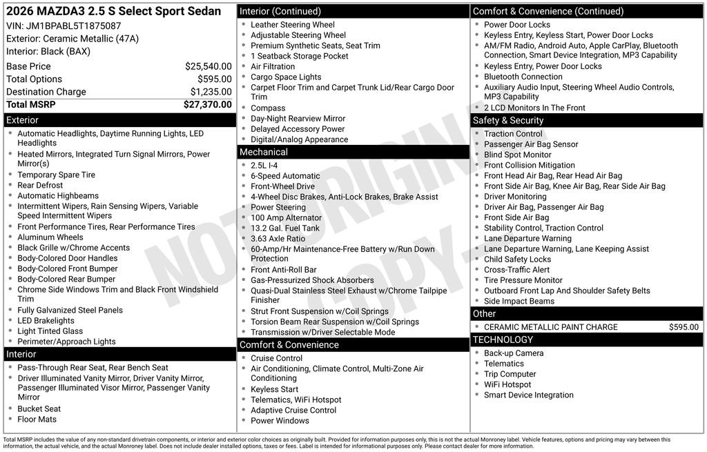 Certified Used 2026 White Mazda 2.5 S Select Sport image 3