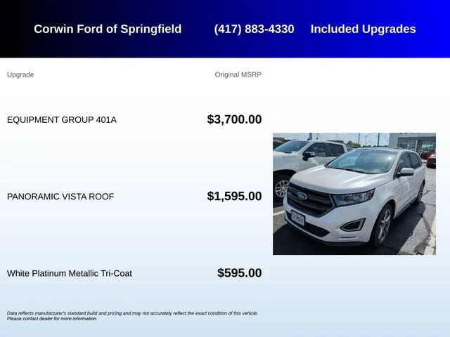Used 2015 White Platinum Tri-Coat Metallic Ford Sport image 5