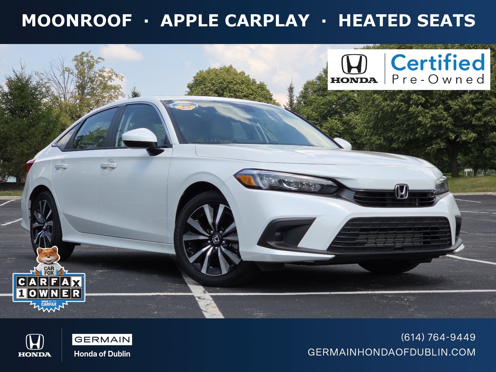 Certified Used 2024 Platinum White Pearl Honda EX image 1