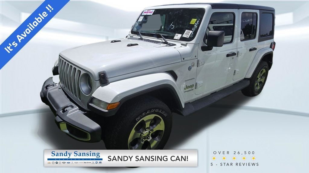 Used 2021 White Jeep Unlimited Sahara image 1