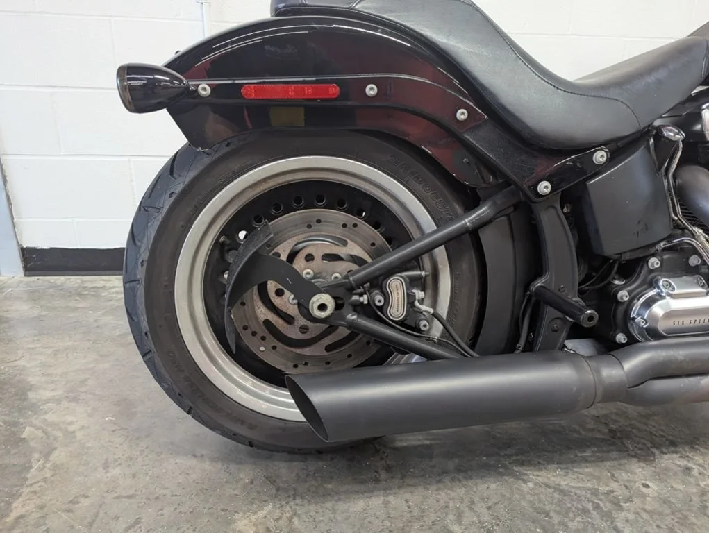 Used 2015 VIVID BLACK Harley-Davidson® FLSTFB - Fat Boy Lo image 8