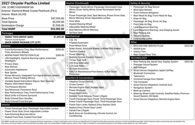 New 2027 Diamond Black Crystal Pearl-Coat Exterior Paint Chrysler Limited image 14