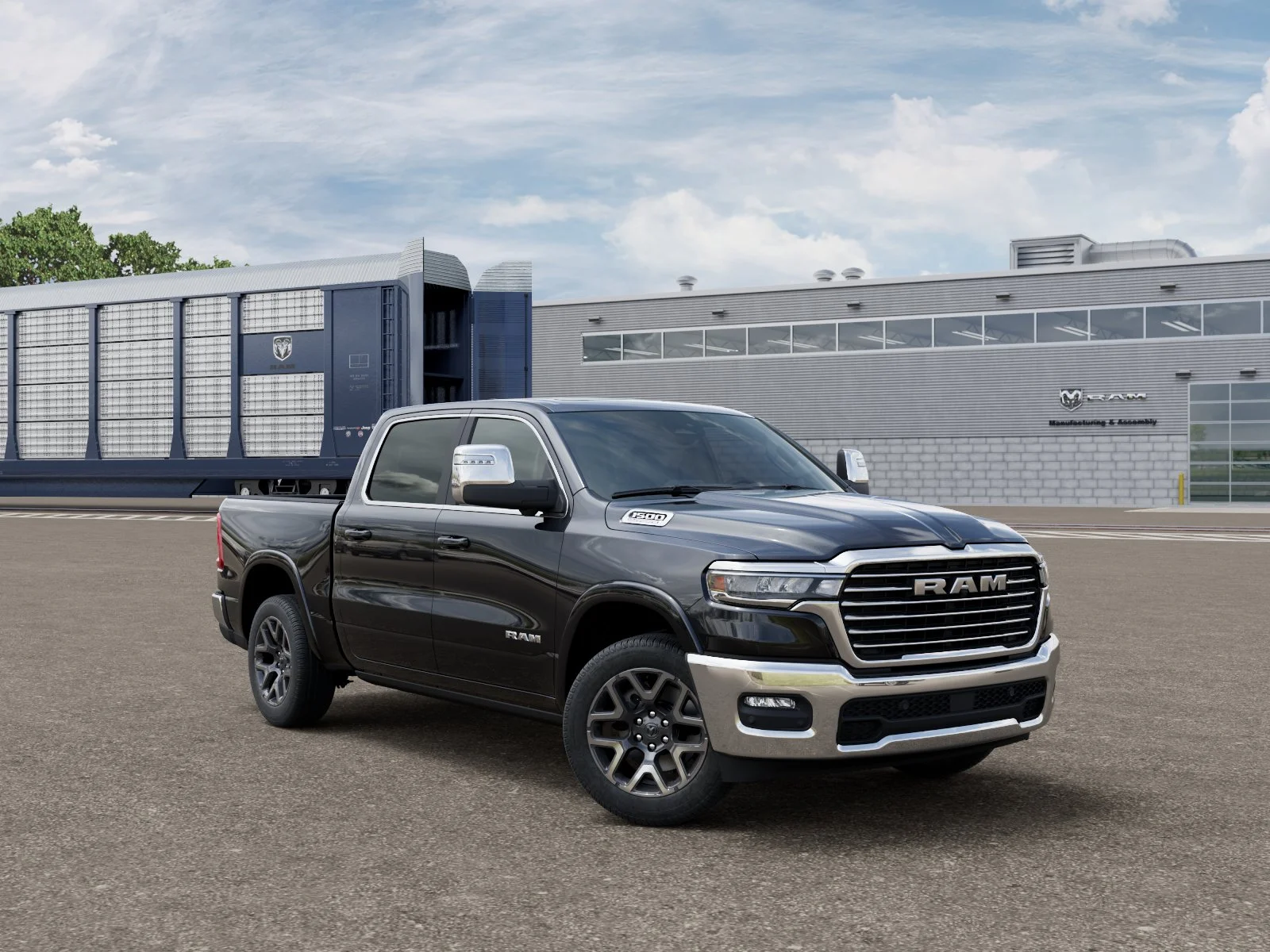 New 2026 Diamond Black Crystal Pearl-Coat Exterior Paint RAM Laramie image 3