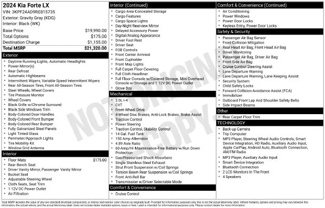 Used 2024 Gray Kia LX image 7