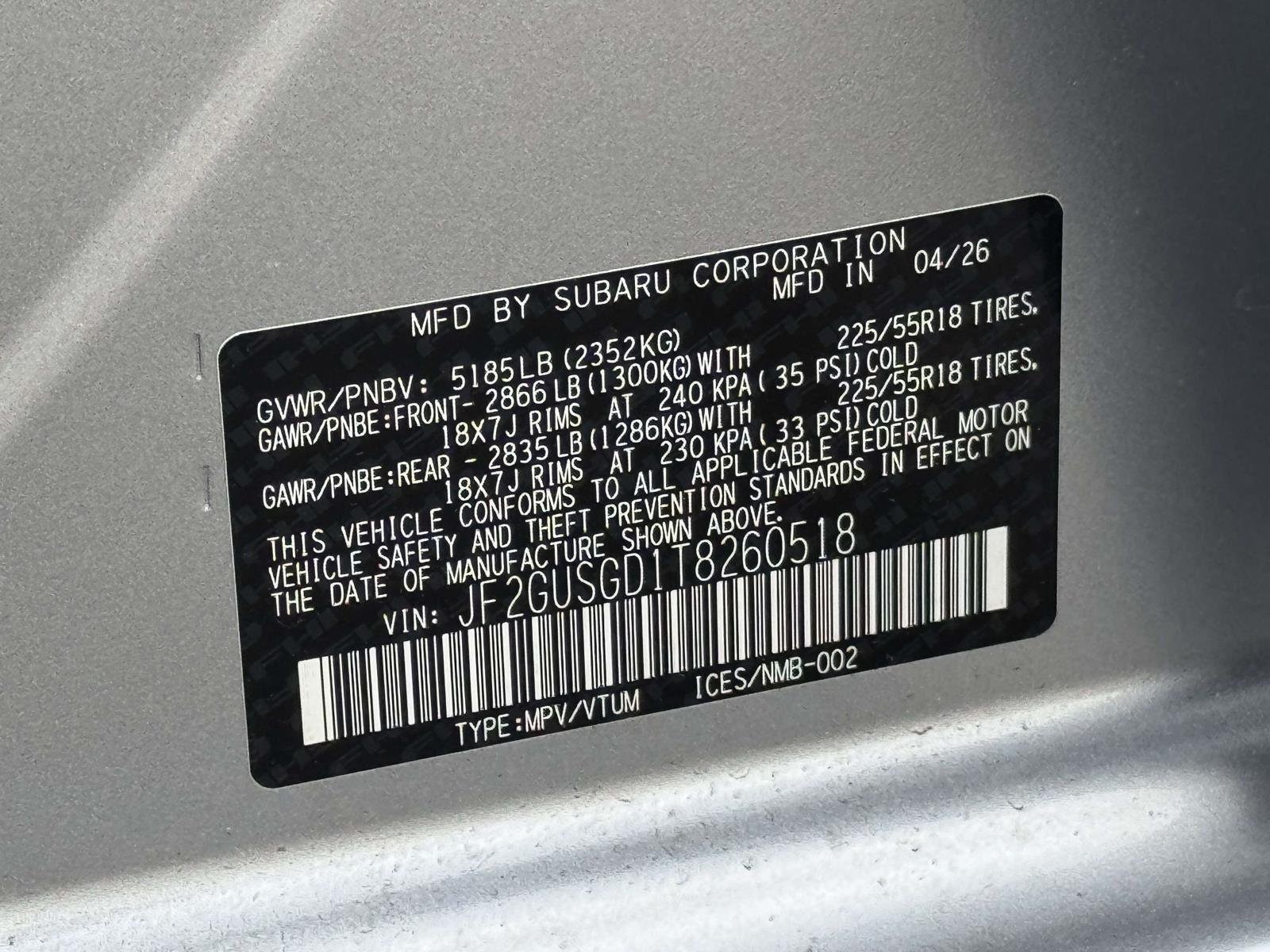 New 2026 ICE SILVER METALLIC Subaru Sport Hybrid image 19