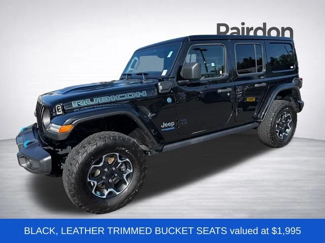 Used 2022 Black Clearcoat Jeep Unlimited Rubicon 4xe image 3
