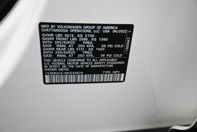 Used 2022 White Volkswagen 3.6L V6 SE w/Technology image 20