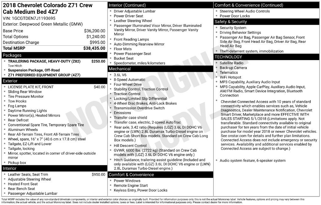 2018 Chevrolet Colorado Z71 - Photo 38