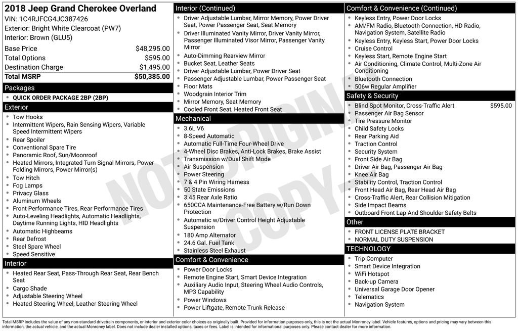 Used 2018 Jeep Grand Cherokee Overland with VIN 1C4RJFCG4JC387426 for sale in Elk River, Minnesota