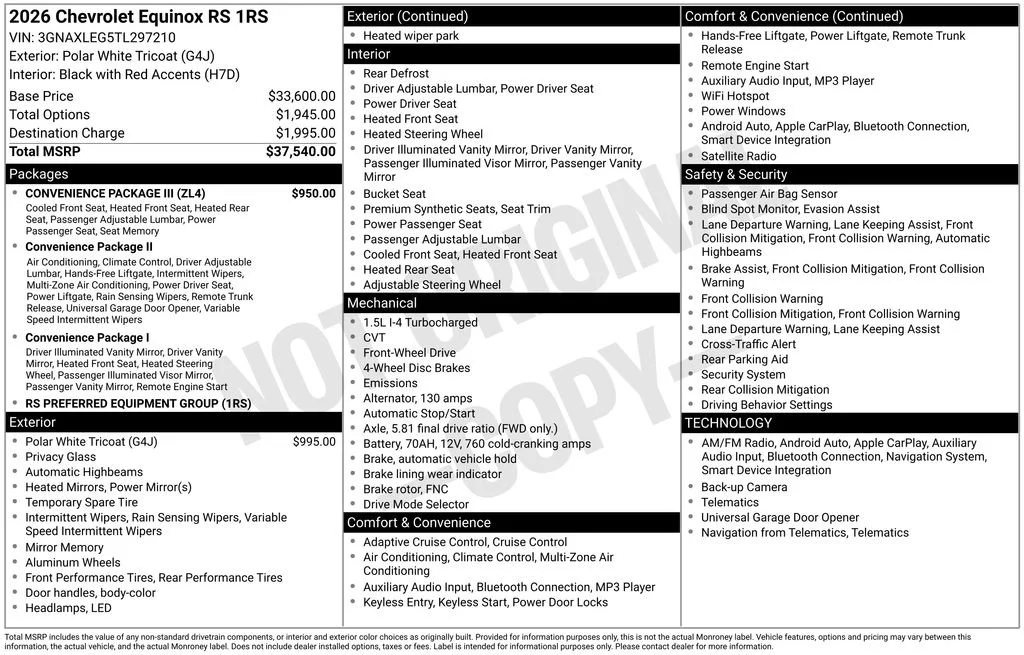 New 2026 Polar White Tricoat Chevrolet RS image 23