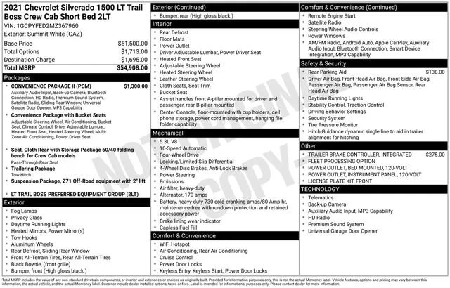 Used 2021 Summit White Chevrolet LT Trail Boss image 34