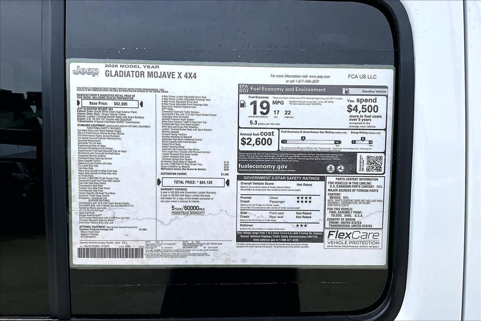 New 2026 Bright White Clear-Coat Exterior Paint Jeep Mojave X image 17