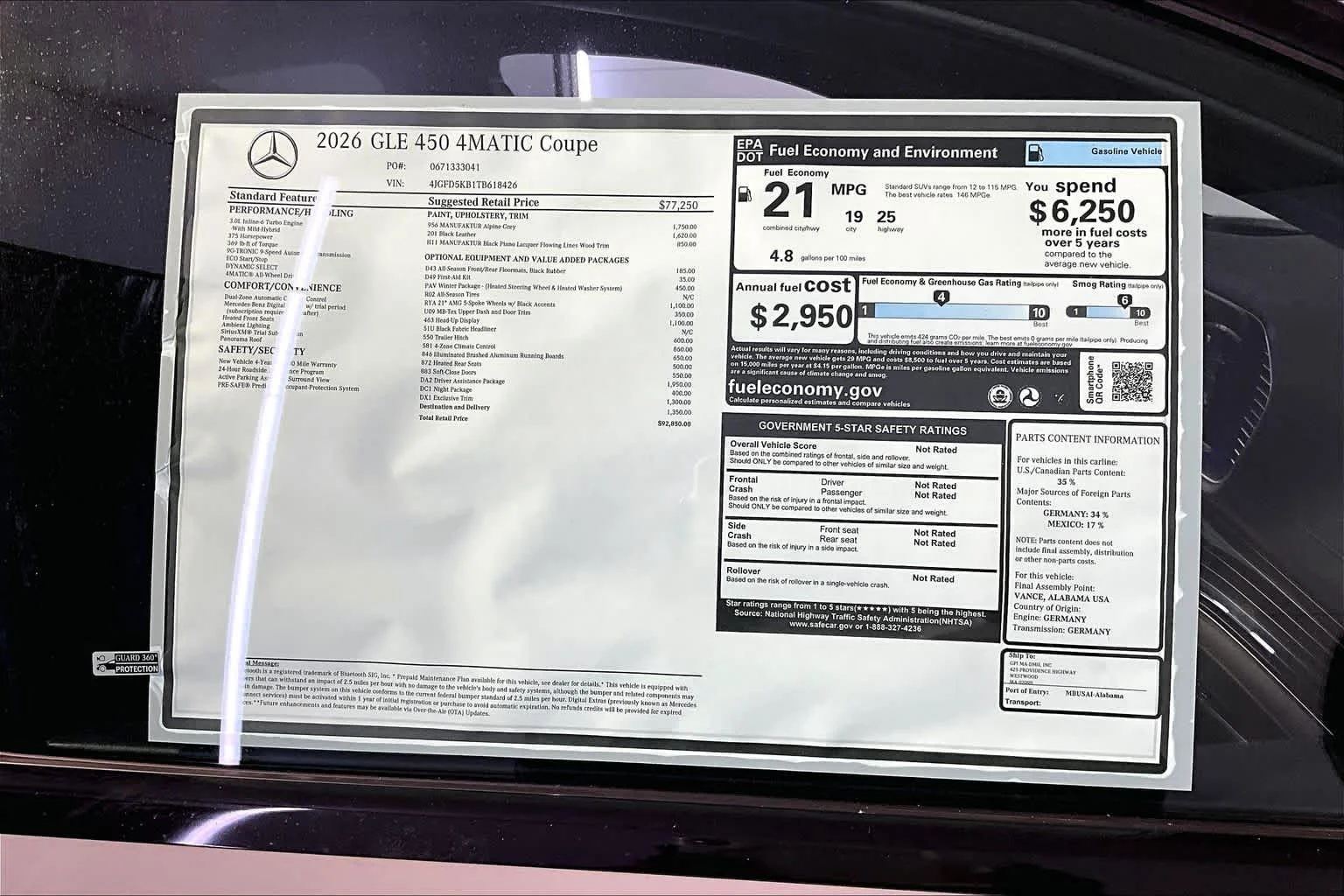 Certified Used 2026 MANUFAKTUR Alpine Grey Mercedes-Benz GLE 450 image 18