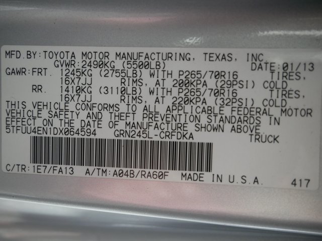 Used 2013 Silver Streak Metallic Toyota Extended Cab TRD Off-Road w/ Extra Value Pkg image 31