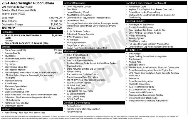 Used 2024 Black Clearcoat Jeep Sahara image 34