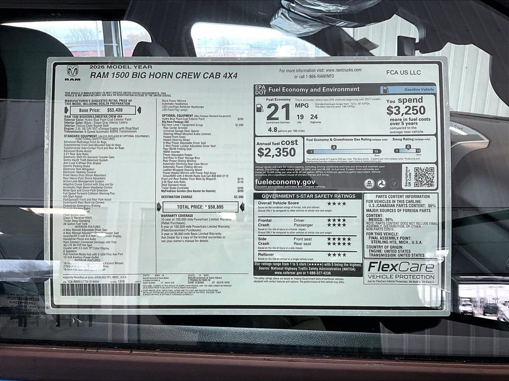 New 2026 Hydro Blue Pearlcoat Ram Big Horn/Lone Star image 18