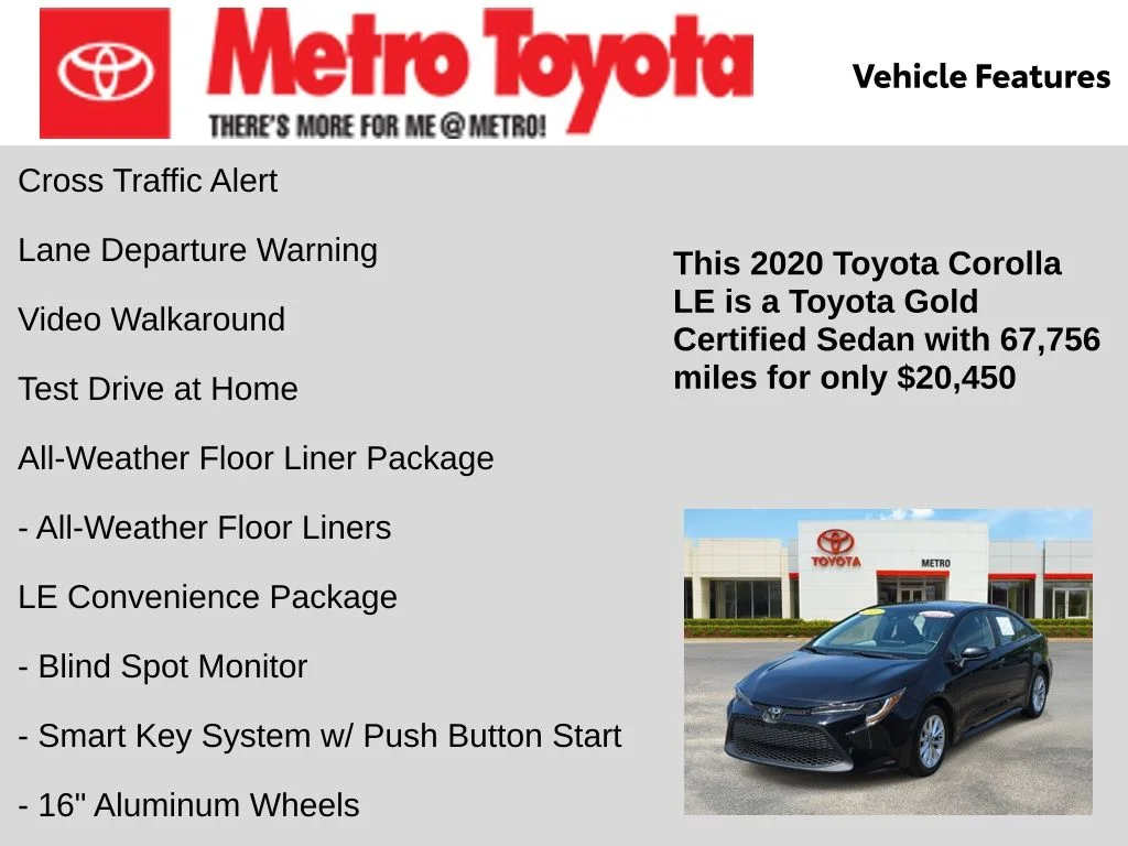 Certified Used 2020 Black Toyota LE image 16