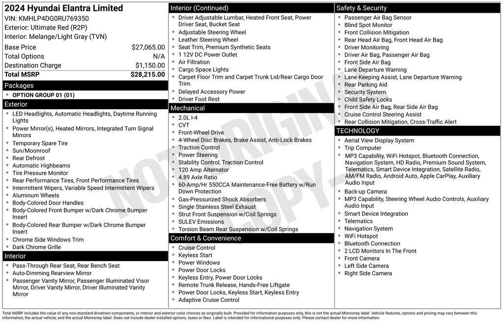 Used 2024 Red Hyundai Limited image 1
