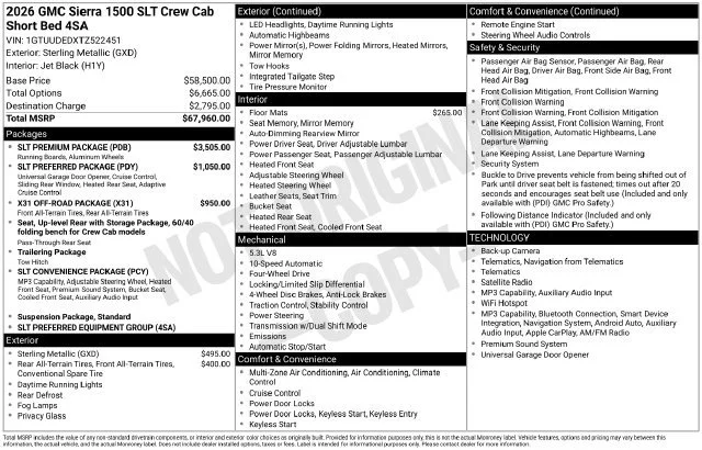 New 2026 Sterling Metallic GMC SLT image 28