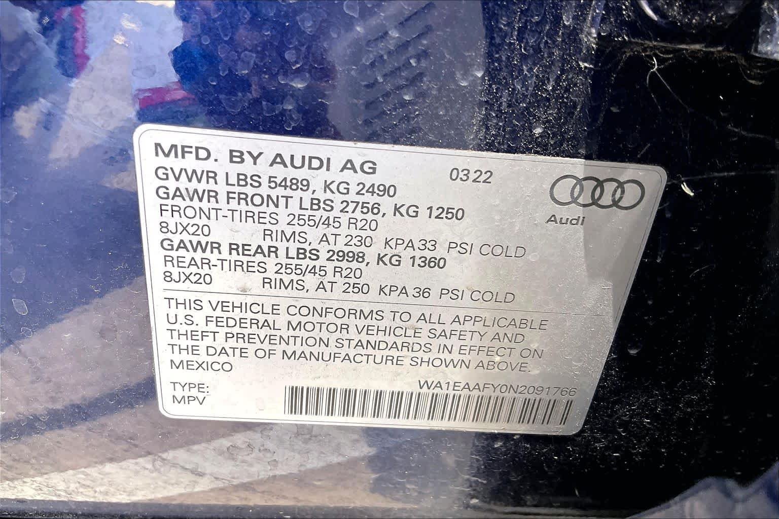 Used 2022 Navarra Blue Metallic Audi S line Premium Plus image 34