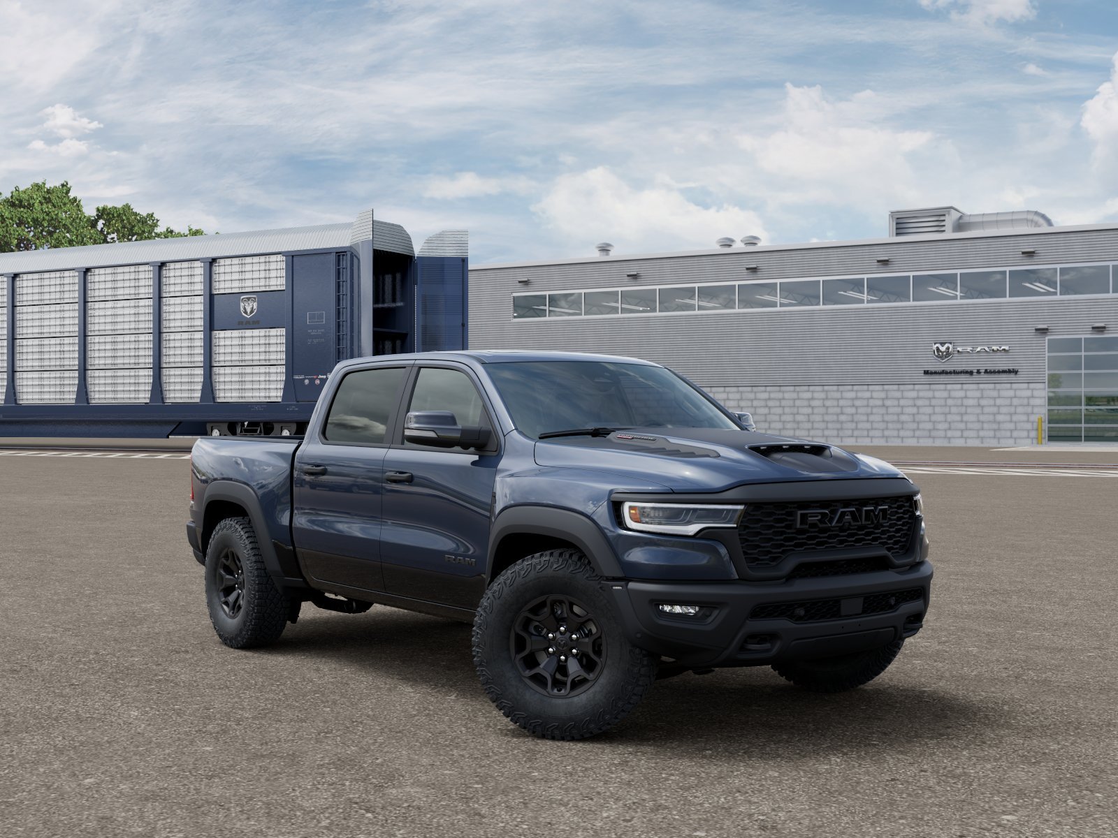 New 2026 Forged Blue Metallic Exterior Paint RAM RHO Crew Cab 4x4 57