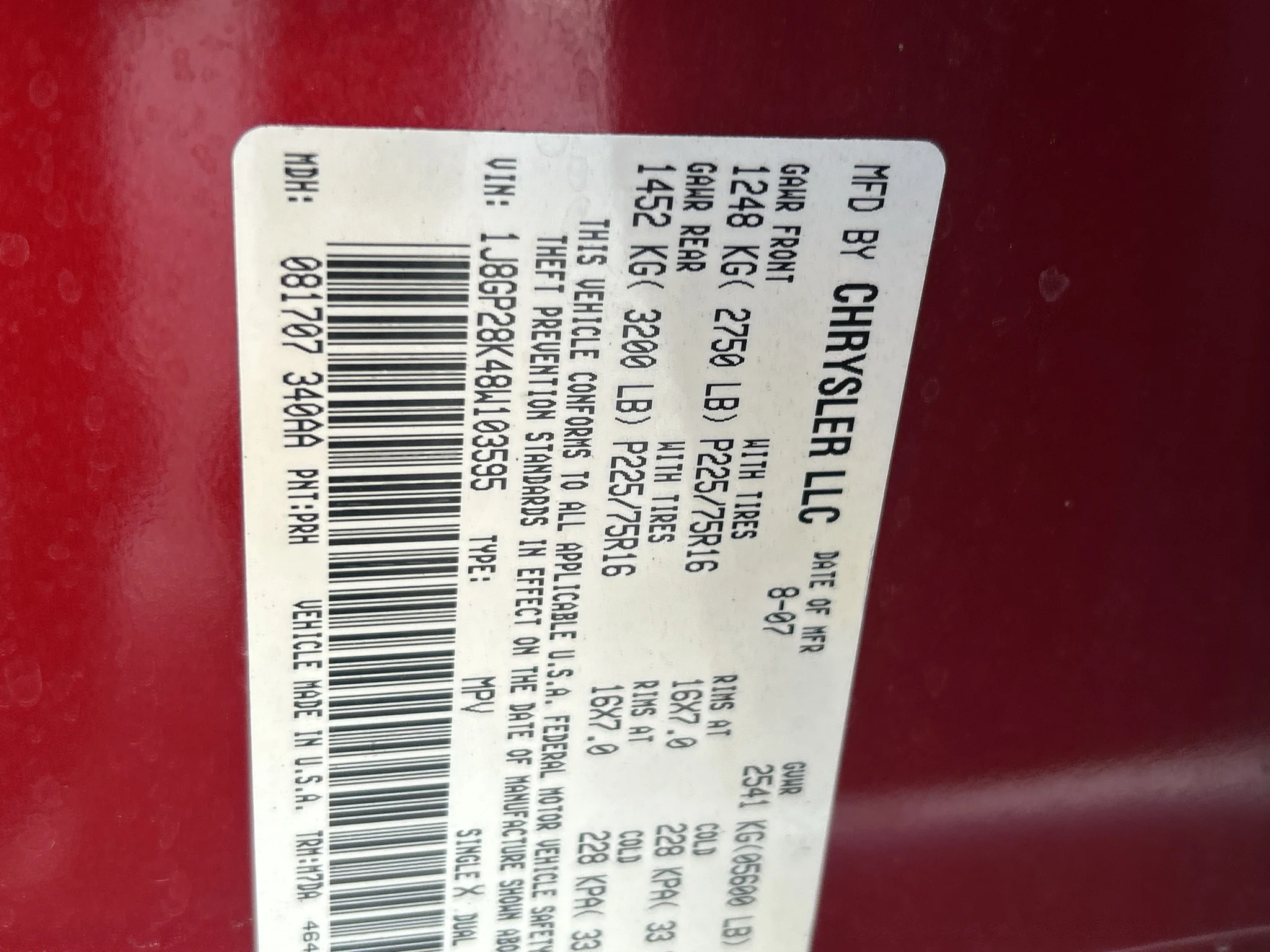 Used 2008 Inferno Red Crystal Pearlcoat Jeep Sport image 19