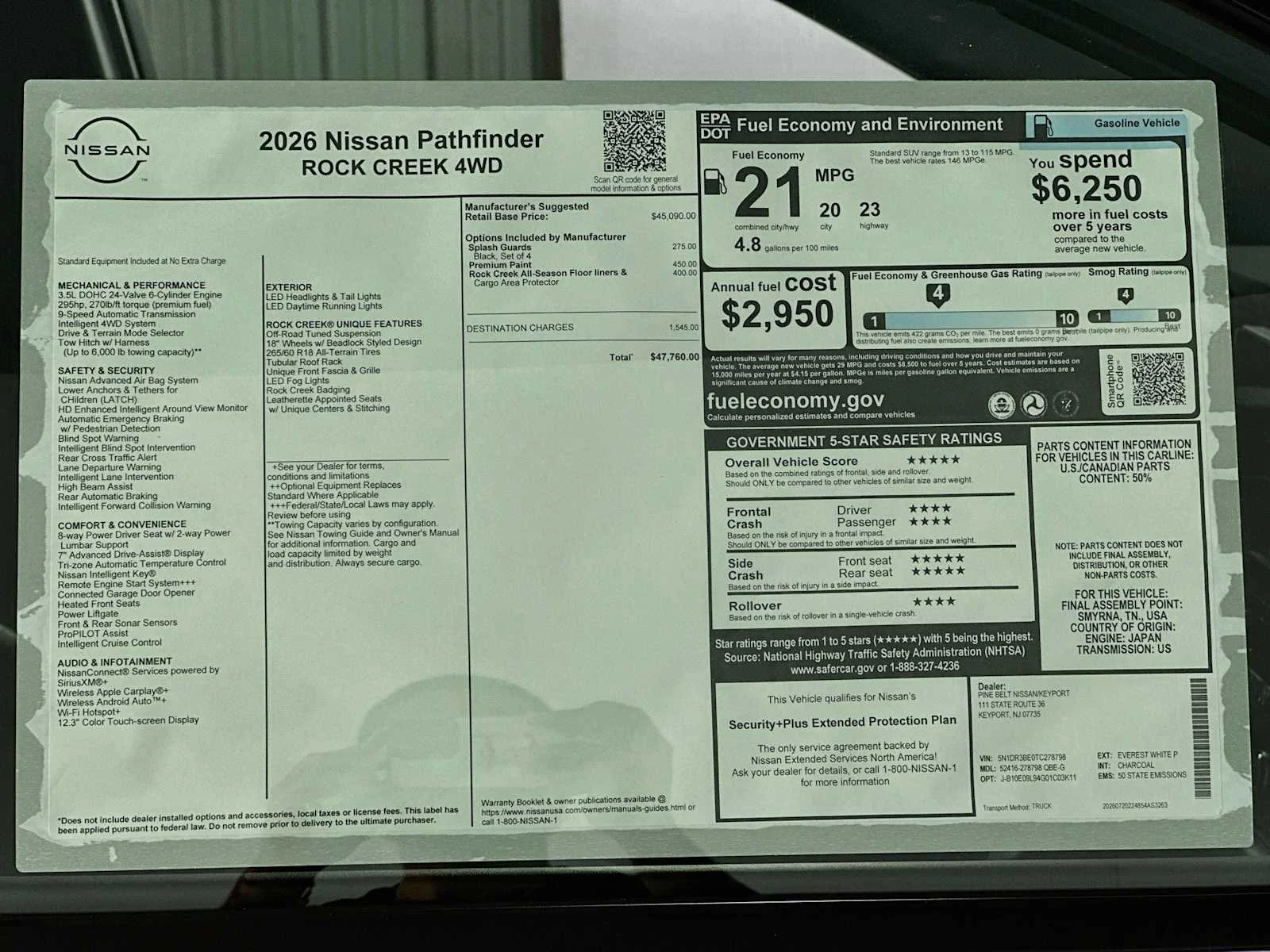New 2026 Everest White Pearl Tricoat Nissan Rock Creek image 6