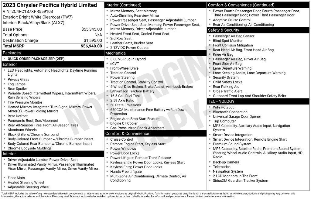 2023 Chrysler Pacifica Hybrid Limited