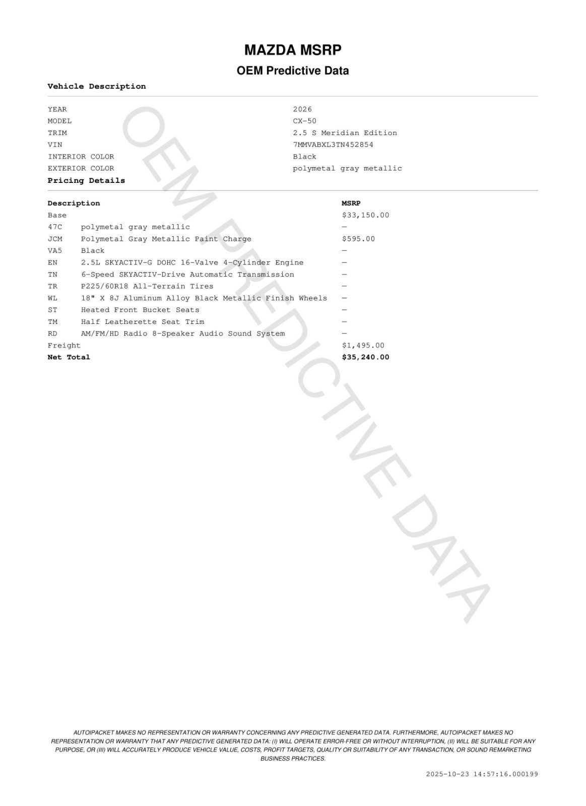 New 2026 Polymetal Gray Metallic Mazda Meridian Edition image 11