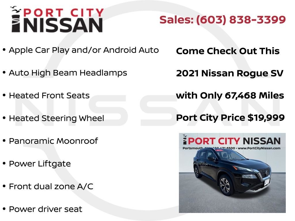 Used 2021 Super Black Nissan SV premium w/heated seats & panoramic roof image 15