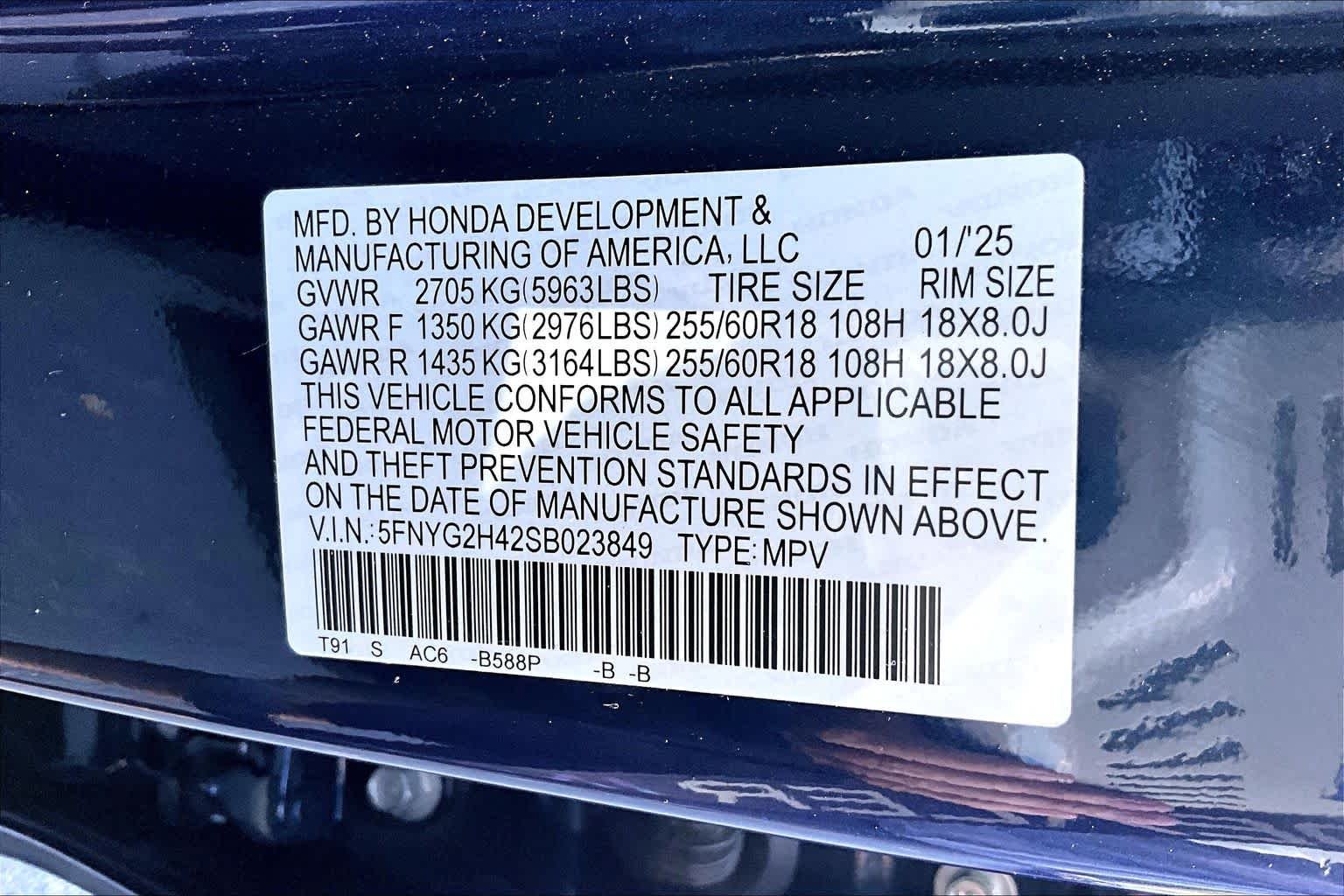 Used 2025 Obsidian Blue Pearl Honda EX-L image 31