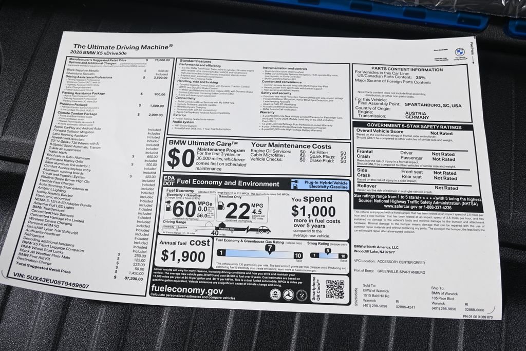New 2026 Black Sapphire Metallic BMW xDrive50e image 35