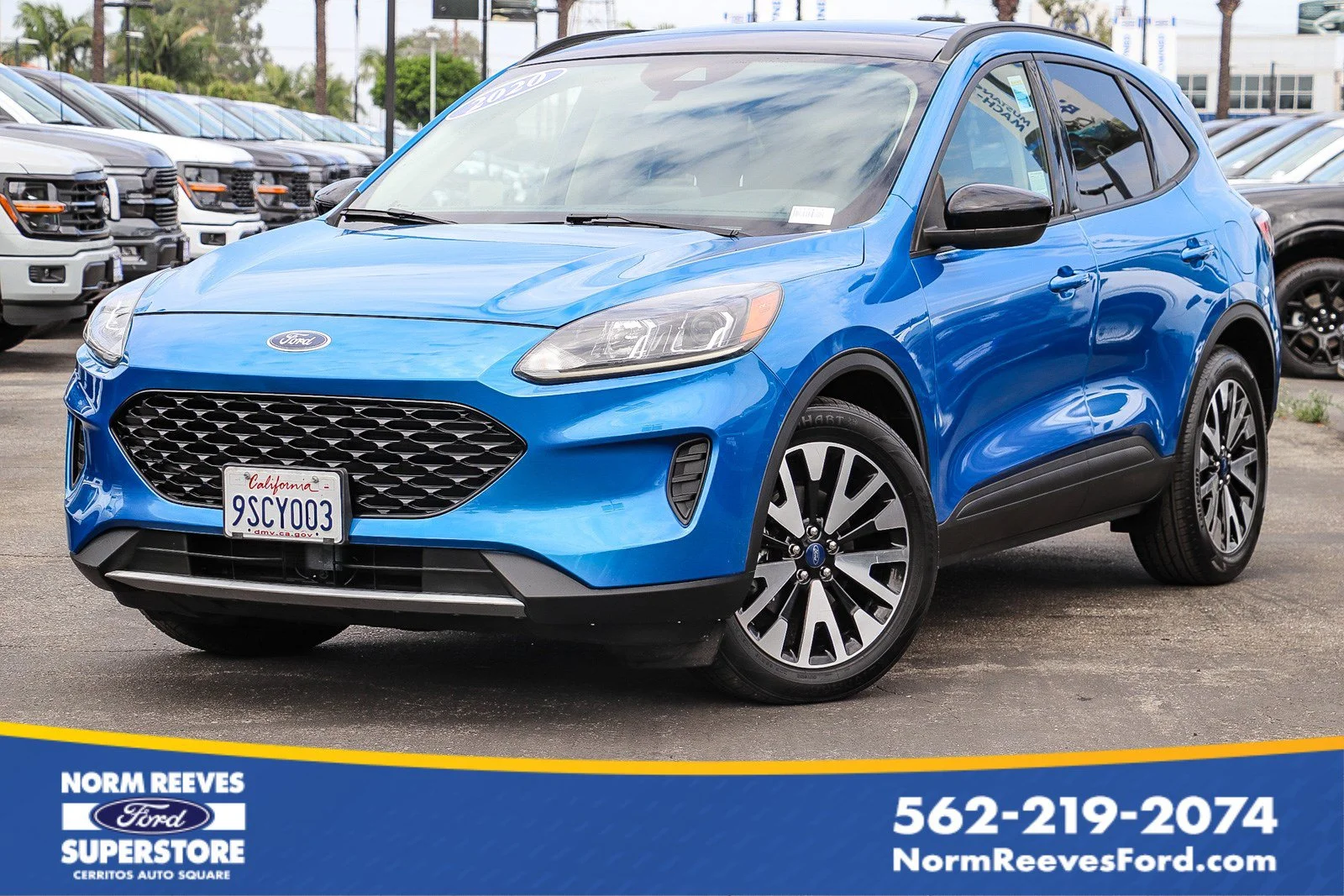 Certified Used 2020 Blue Metallic Ford SE Sport Hybrid image 1