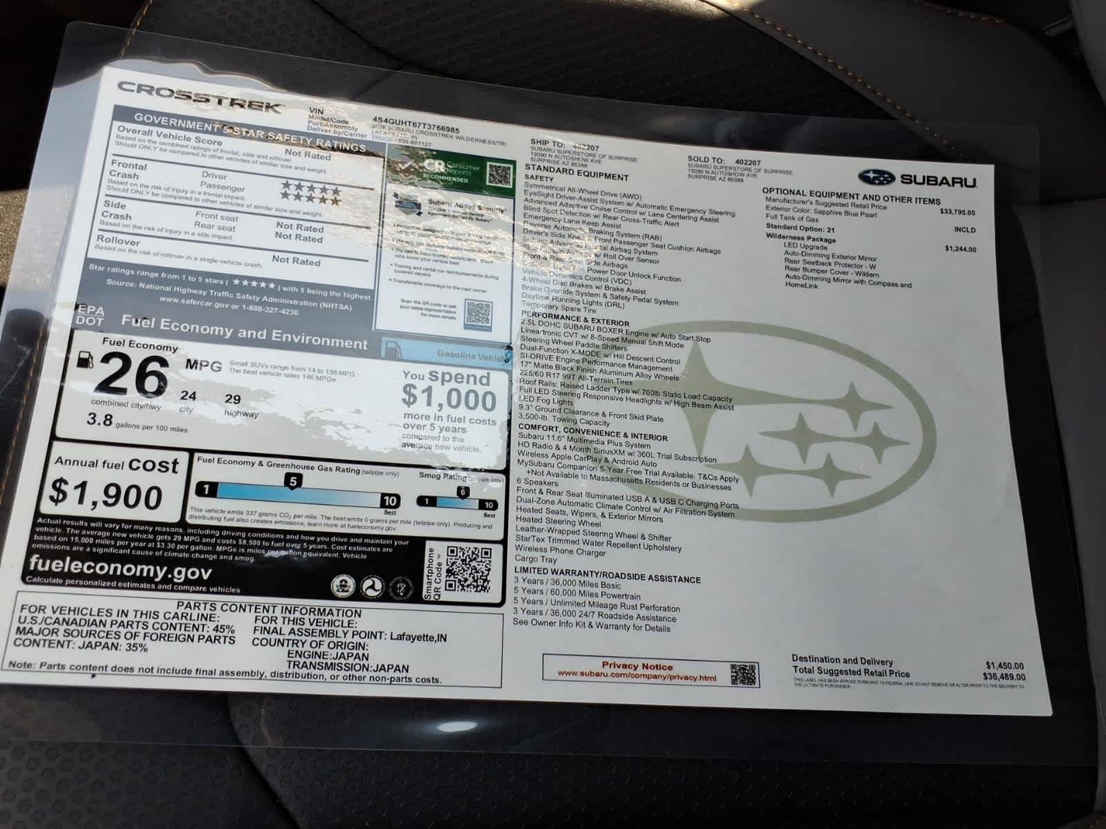 New 2026 SAPPHIRE BLUE PEARL Subaru Wilderness image 40