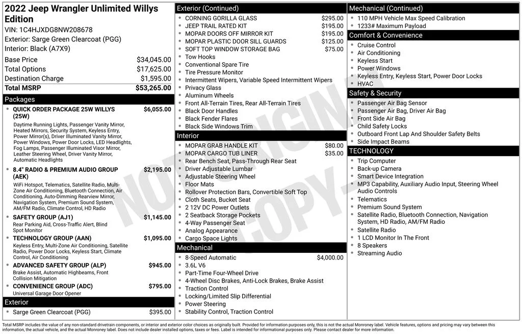 Used 2022 Green Jeep Unlimited Willys image 7