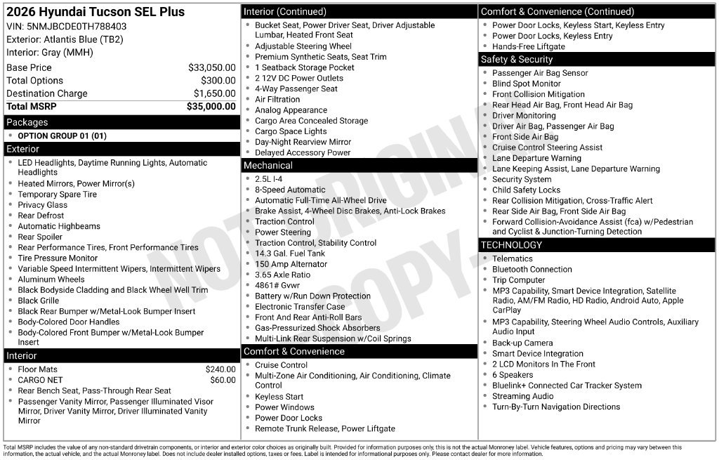New 2026 Blue Hyundai SEL Plus image 6