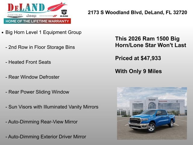 New 2026 Hydro Blue Pearl-Coat Exterior Paint RAM Big Horn/Lone Star image 6