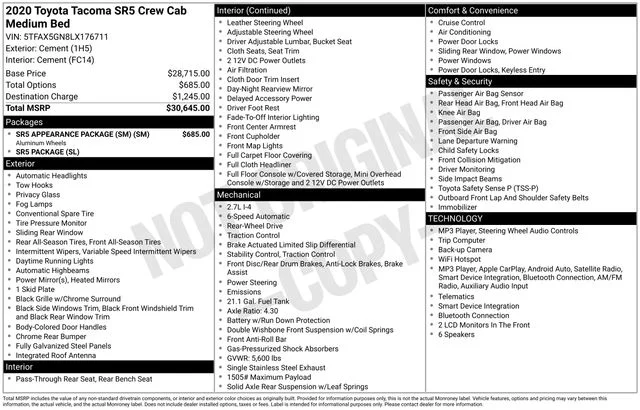 Used 2020 Cement Toyota SR5 image 12