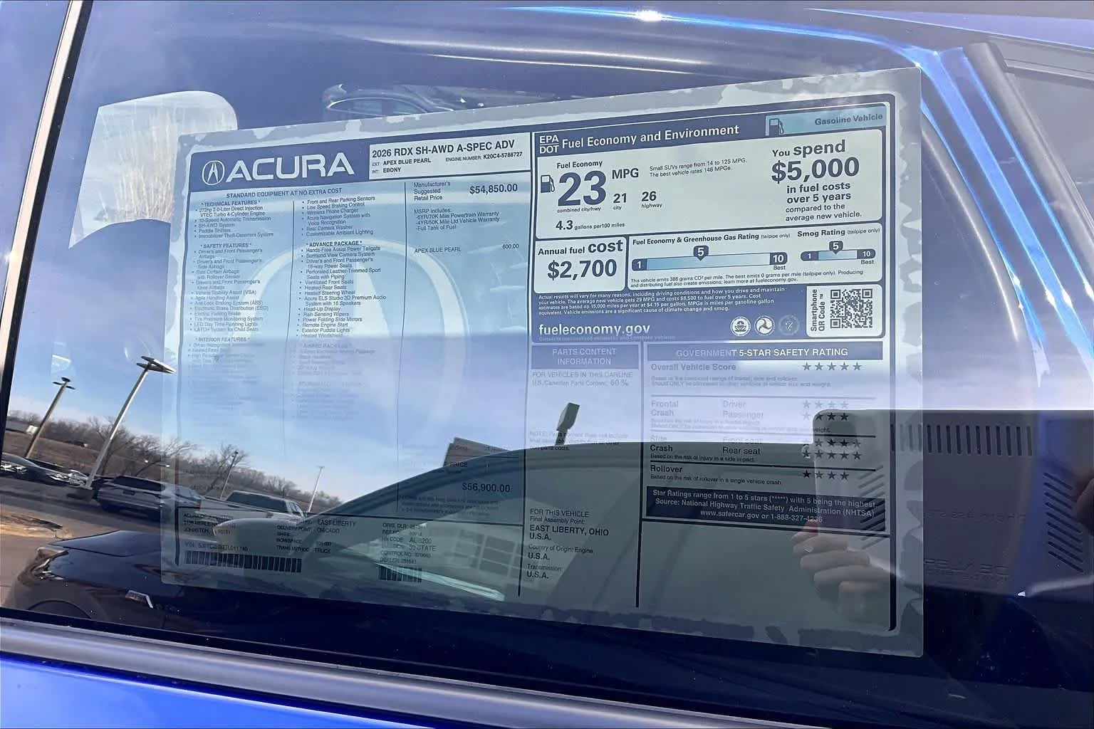 New 2026 Apex Blue Pearl Acura w/A-Spec Advance Package image 22