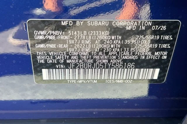 New 2026 SAPPHIRE BLUE PEARL Subaru Touring XT image 24