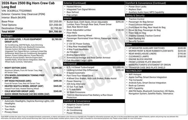New 2026 Ceramic Gray Clear-Coat Exterior Paint RAM Big Horn image 30