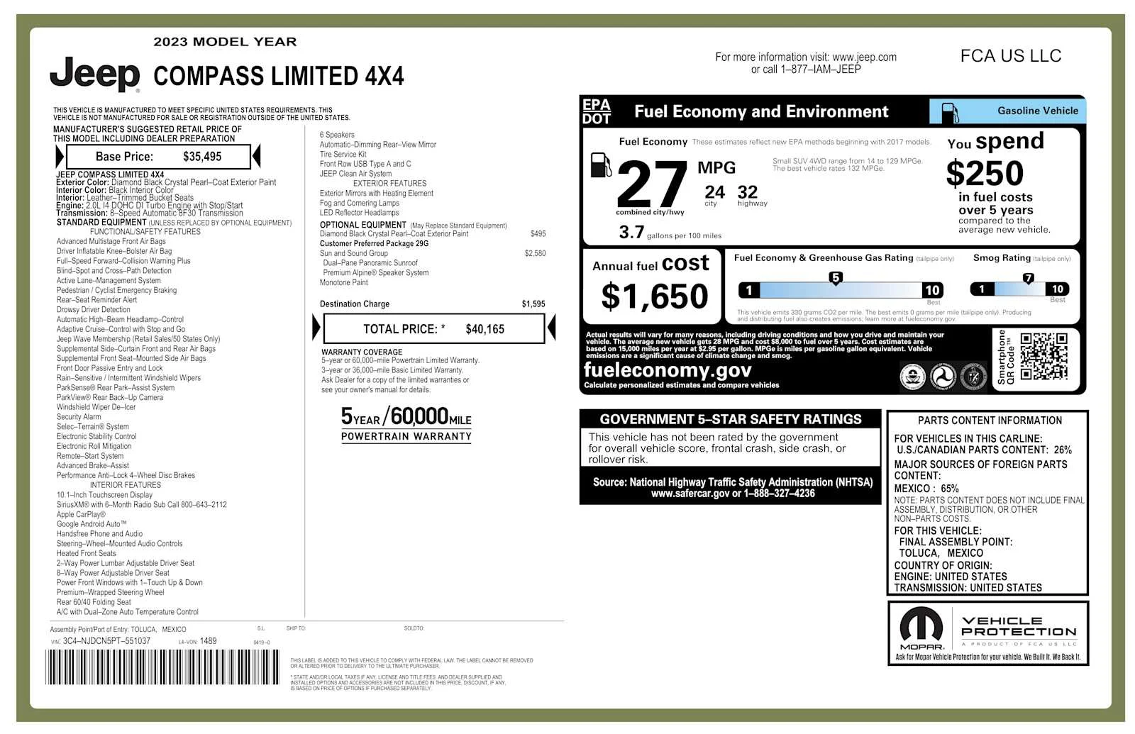 Used 2023 Diamond Black Crystal Pearlcoat Jeep Limited image 2