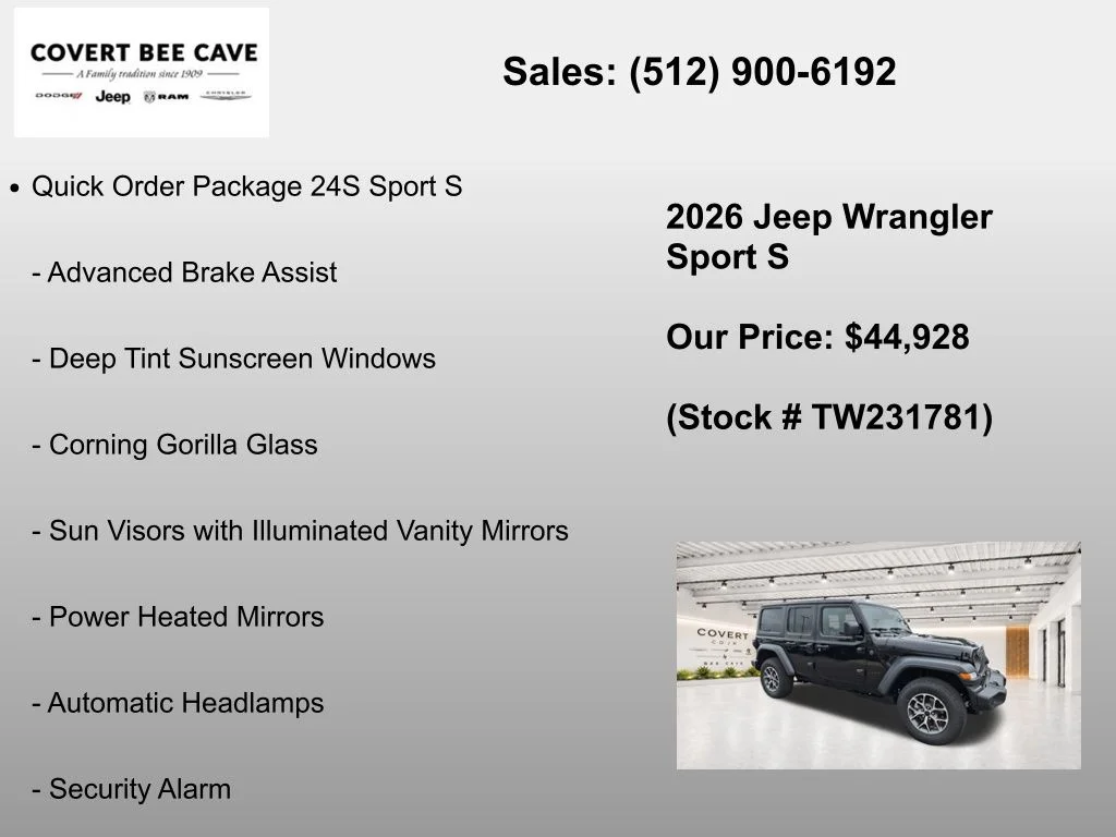New 2026 Black Jeep Sport S image 7