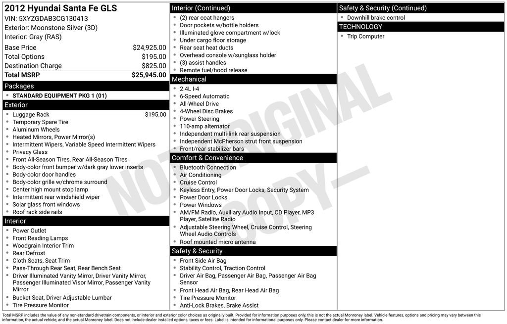 2012 Hyundai Santa Fe GLS